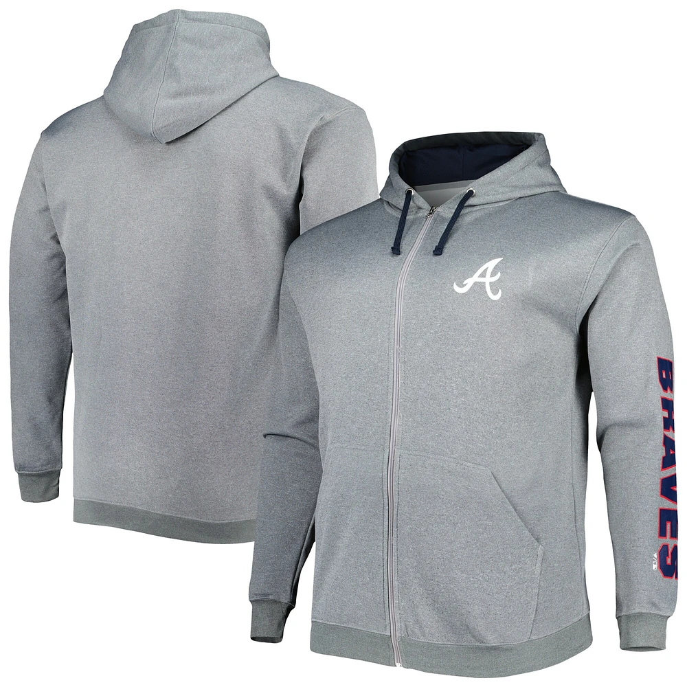 Sweat à capuche Profile Ash Atlanta Braves Big & Tall pour homme