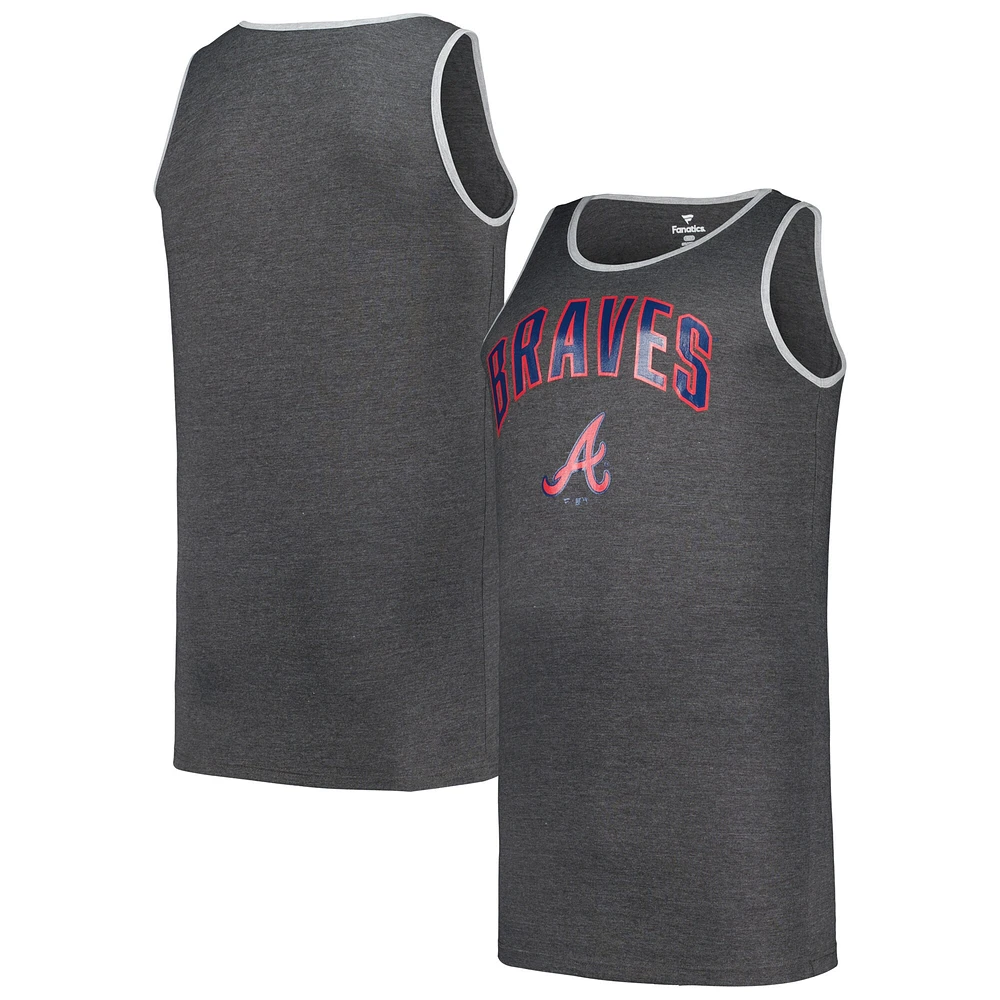 Débardeur Profile Heather Charcoal Atlanta Braves Big & Tall Arch Over Logo pour homme