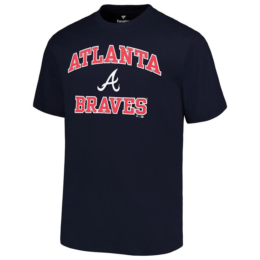 T-shirt pour hommes, bleu marine, Atlanta Braves, Big & Tall, Heart Soul
