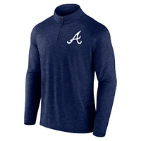 Men's Profile Navy Atlanta Braves Big & Tall Raglan Quarter-Zip Top