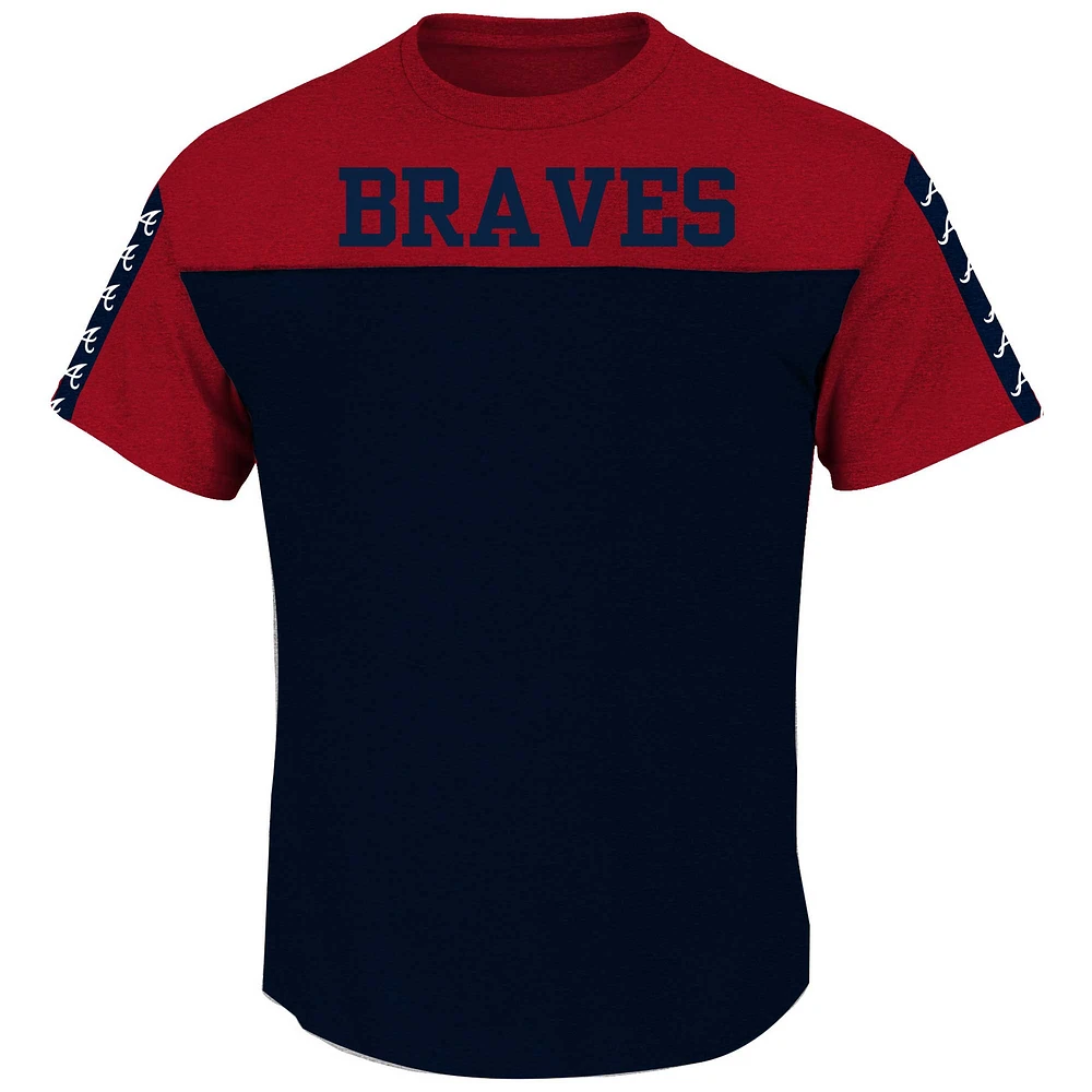 T-shirt en tricot Big & Tall Yoke Atlanta Braves Profile rouge/bleu marine pour homme