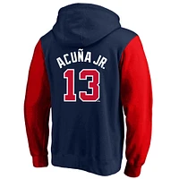 Sweat à capuche en polaire bleu marine Ronald Acuna Jr. des Braves d'Atlanta, grand format, avec nom et numéro