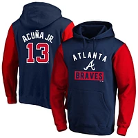 Sweat à capuche en polaire bleu marine Ronald Acuna Jr. des Braves d'Atlanta, grand format, avec nom et numéro