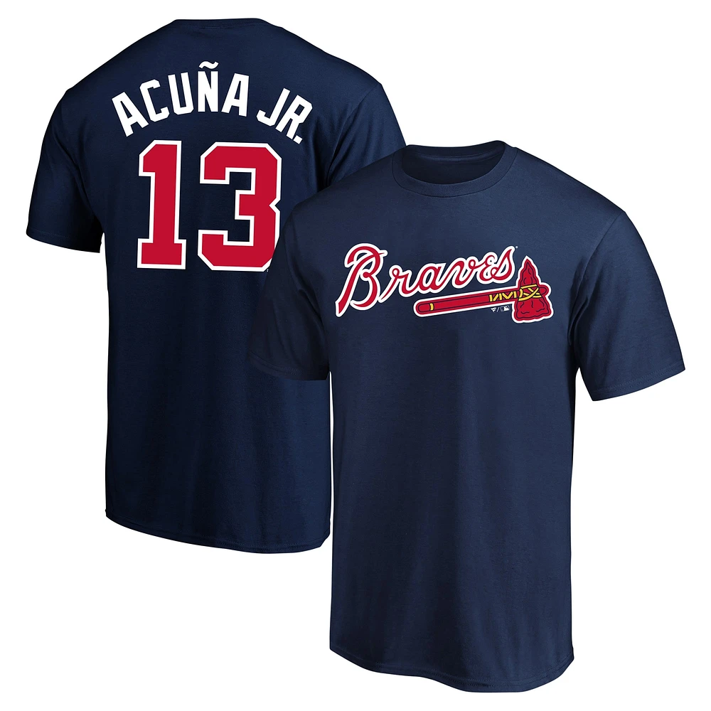 Profil pour homme Ronald Acuna Navy Atlanta Braves Big & Tall Nom et numéro T-shirt