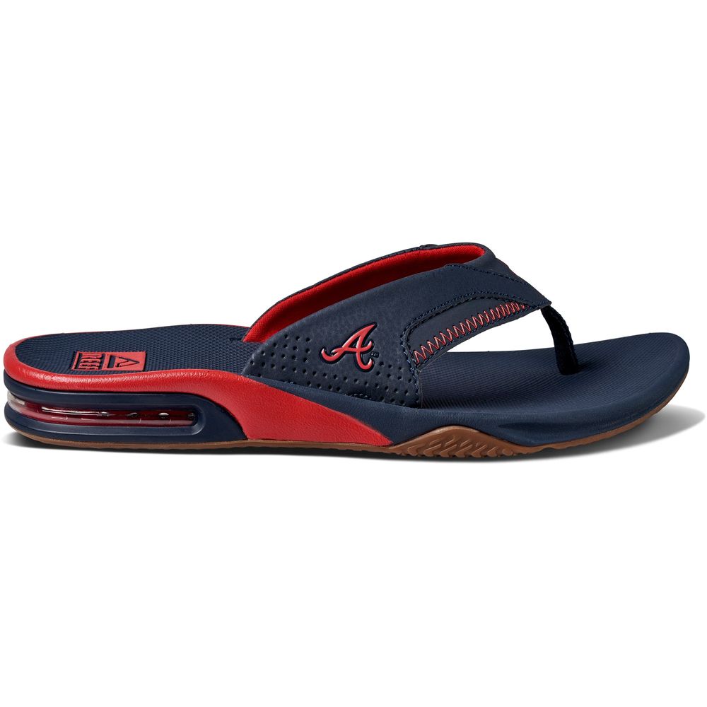 Men's REEF Atlanta Braves Fanning Bottle Opener Sandals