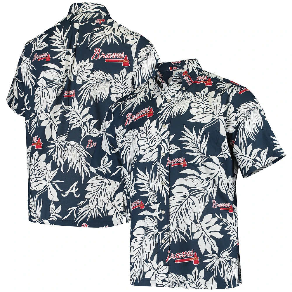 Chemise boutonnée Reyn Spooner Atlanta Braves Aloha pour homme, bleu marine