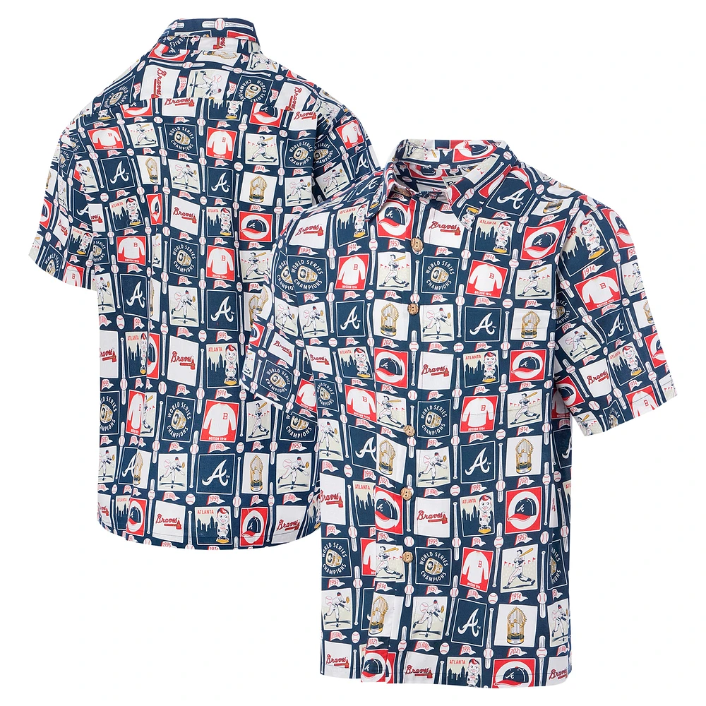 Chemise boutonnée Reyn Spooner pour hommes, bleu marine, Atlanta Braves Champions Scenic