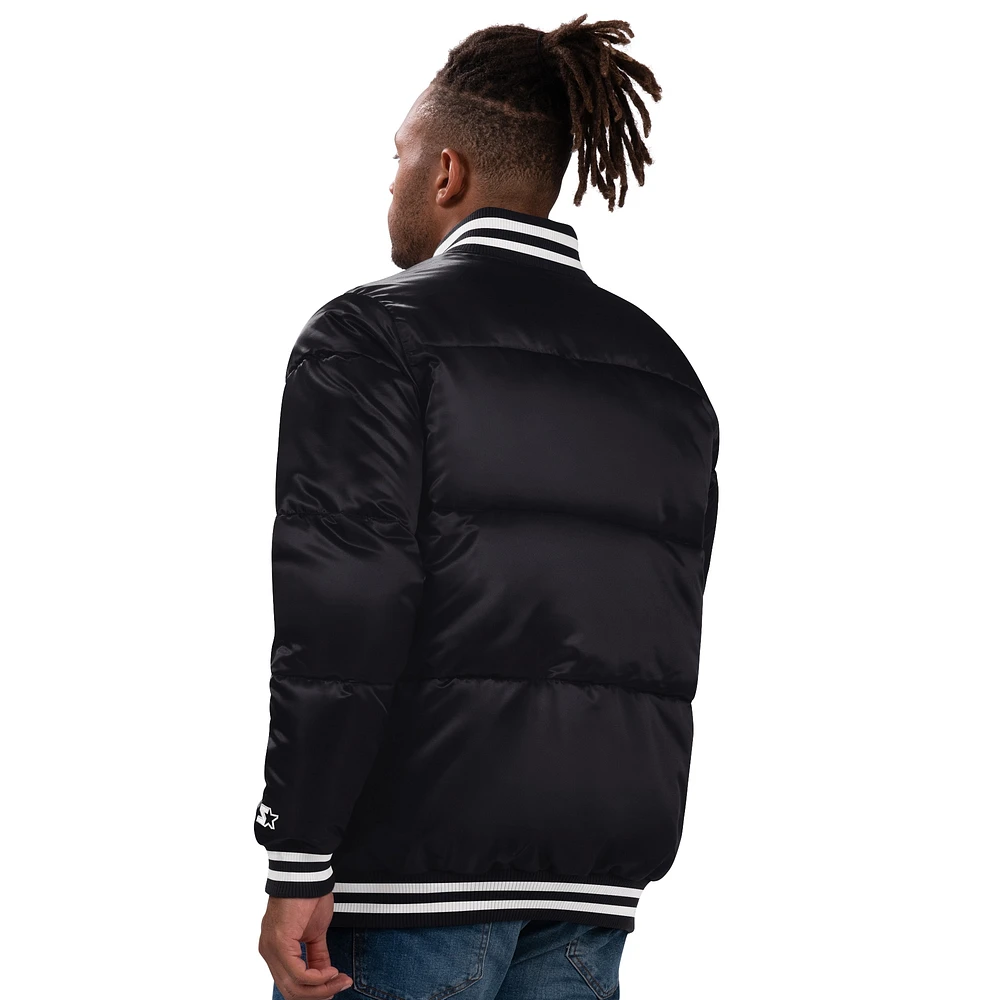 Veste en satin noire à boutons-pression Starter pour homme des Braves d'Atlanta