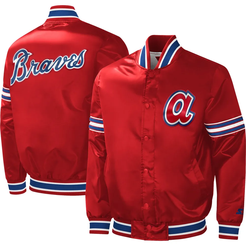 Lids Atlanta Braves Starter Slider Satin Full-Snap Varsity Jacket - Red