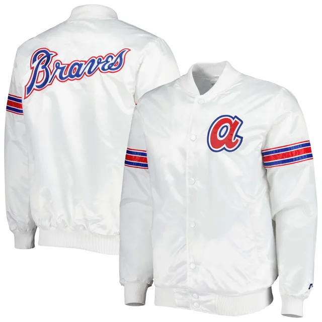 Men's Atlanta Braves Pro Standard Navy Old English Satin Full-Snap Varsity  Jacket