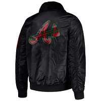 Veste en satin entièrement zippée pour homme Starter x Ty Mopkins Black Atlanta Braves Mois de l'histoire des Noirs