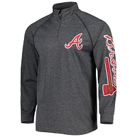 Haut à quart de zip raglan pour hommes Stitches Heather Grey Atlanta Braves Wordmark