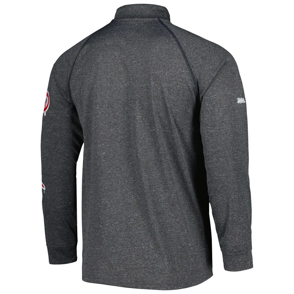 Haut à quart de zip raglan pour hommes Stitches Heather Grey Atlanta Braves Wordmark