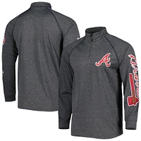 Men's Stitches Heather Gray Atlanta Braves Wordmark Raglan Quarter-Zip Top