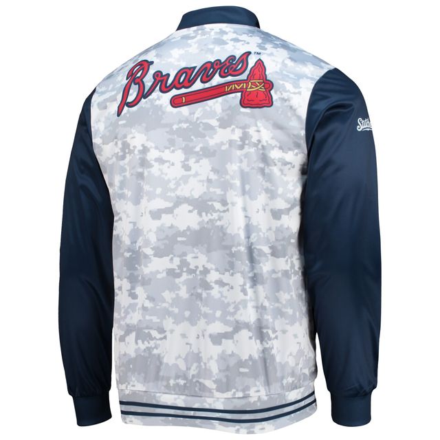 Veste à fermeture éclair intégrale pour homme, bleu marine, Atlanta Braves, camouflage