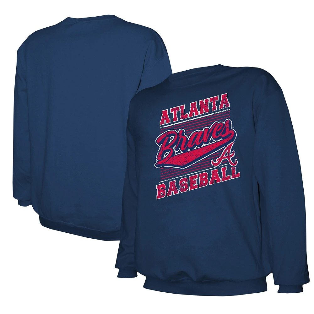 Sweat-shirt ras du cou léger bleu marine des Atlanta Braves pour homme