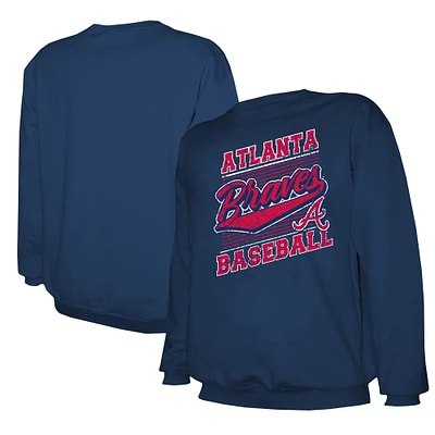 Sweat-shirt ras du cou léger bleu marine des Atlanta Braves pour homme