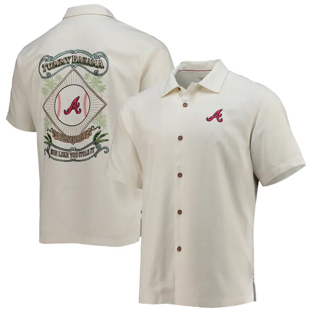 Milwaukee Brewers Tommy Bahama Baseball Camp Button-Up Shirt - Cream