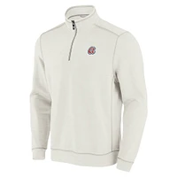 Men's Tommy Bahama Cream Atlanta Braves Sport Tobago Bay Tri-Blend Half-Zip Sweatshirt