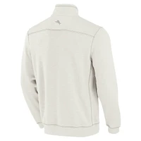 Men's Tommy Bahama Cream Atlanta Braves Sport Tobago Bay Tri-Blend Half-Zip Sweatshirt