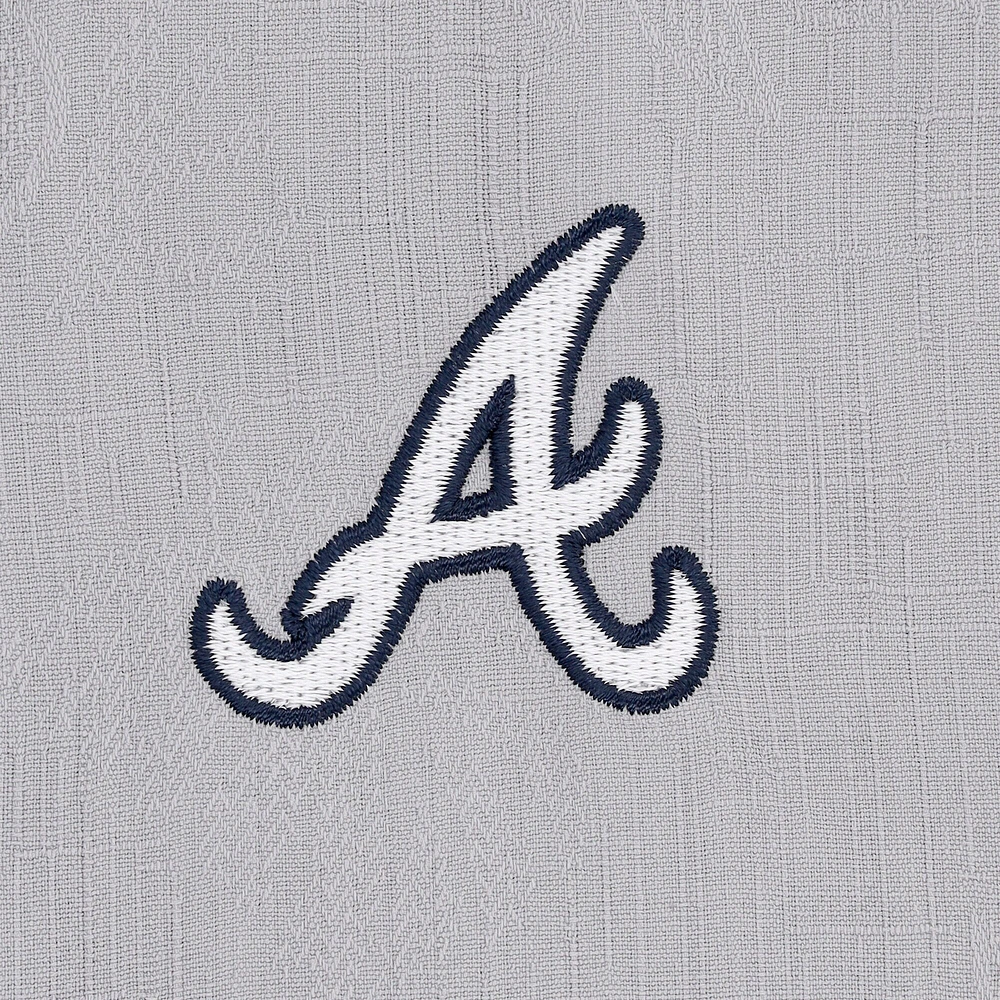 Men's Tommy Bahama Gray Atlanta Braves Hit and Run Silk Camp Button-Up Shirt
