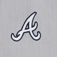 Men's Tommy Bahama Gray Atlanta Braves Hit and Run Silk Camp Button-Up Shirt