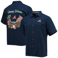 Men's Tommy Bahama Navy Atlanta Braves Baseball Bay Button-Up Shirt