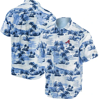 Chemise boutonnée pour homme Tommy Bahama Navy Atlanta Braves Tropical Horizons