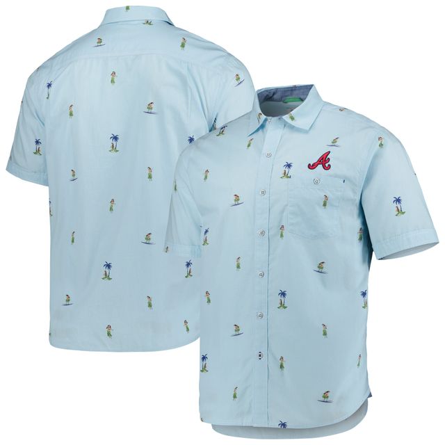 Chemise boutonnée toute la journée Tommy Bahama Atlanta Braves Turquoise pour homme