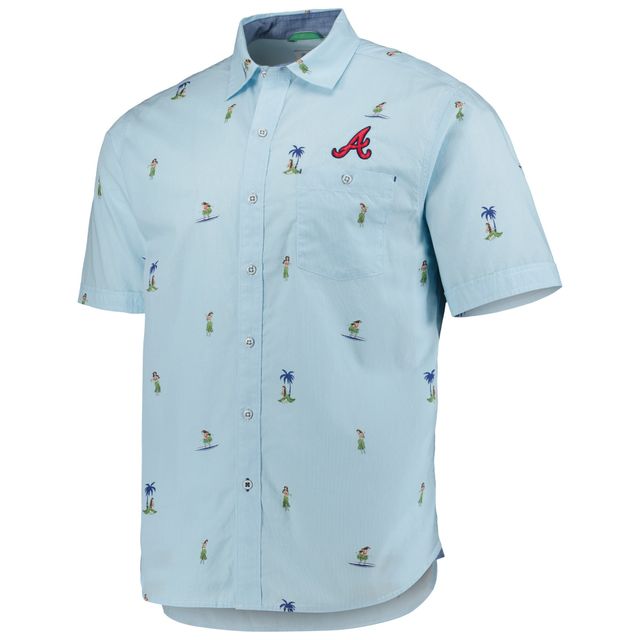 Chemise boutonnée toute la journée Tommy Bahama Atlanta Braves Turquoise pour homme