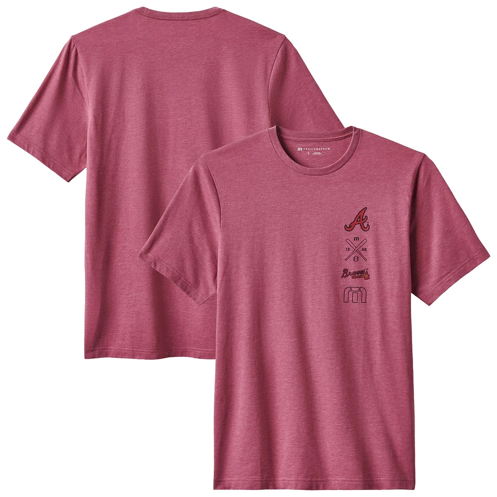 T-shirt Travis Matthew pour homme, rouge chiné, Atlanta Braves Sunset Slam 2.0