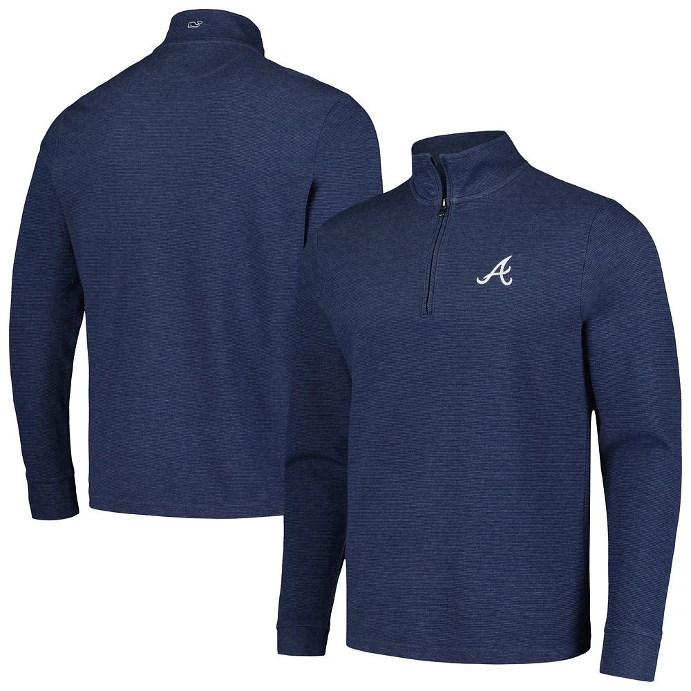 Men's Vineyard Vines Navy Atlanta Braves Saltwater Quarter-Zip Jacket