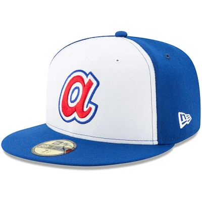 Casquette ajustée 59FIFTY Collection Cooperstown New Era Braves d'Atlanta Blanc/Royal