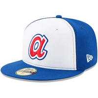 Casquette ajustée 59FIFTY Collection Cooperstown New Era Braves d'Atlanta Blanc/Royal