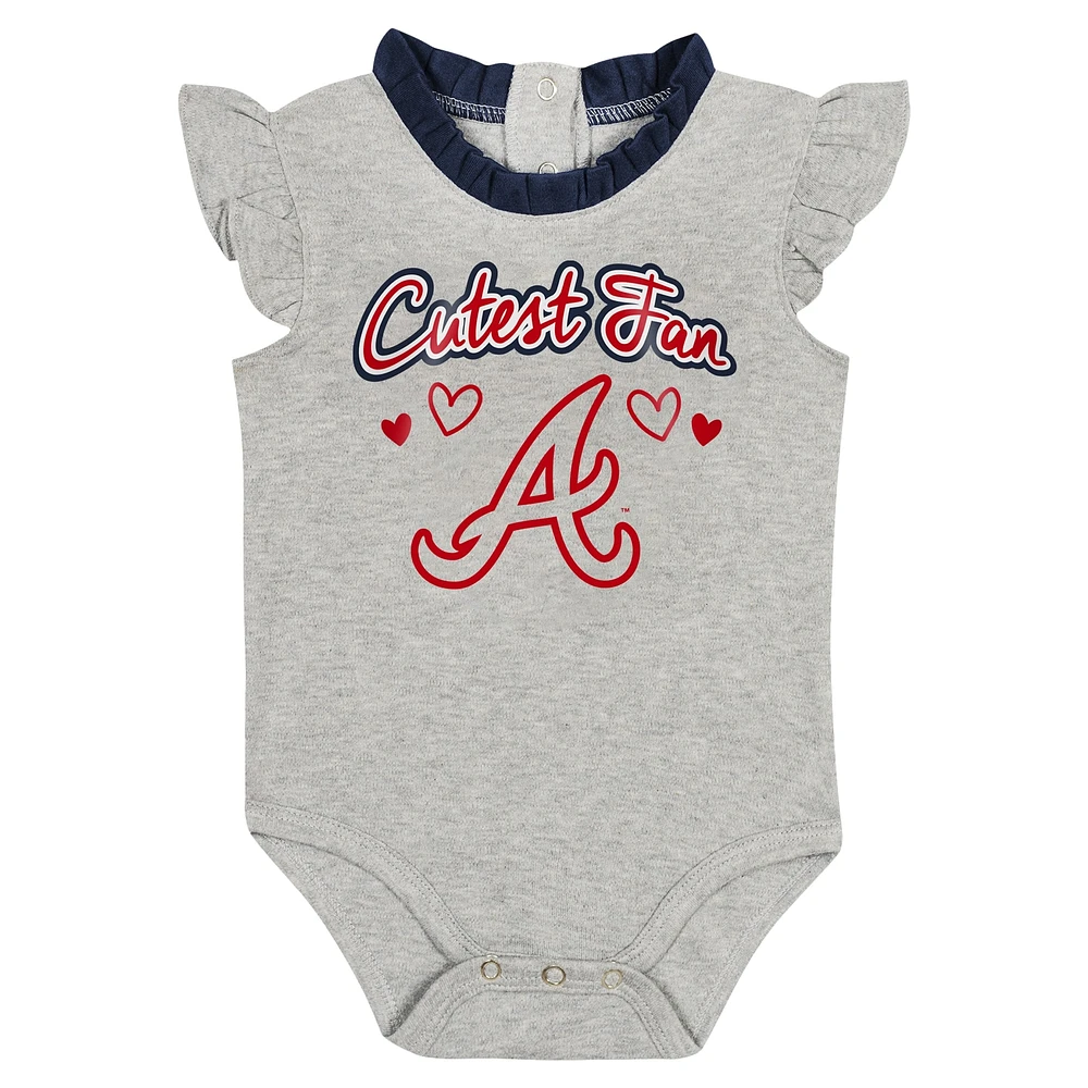 Newborn & Infant Fanatics Navy/Gray Atlanta Braves Two-Pack Fan Bodysuit Set