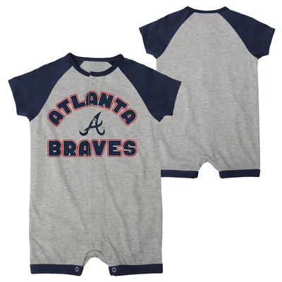 Atlanta Braves Newborn & Infant Extra Base Hit Raglan Full-Snap Romper - Heather Gray