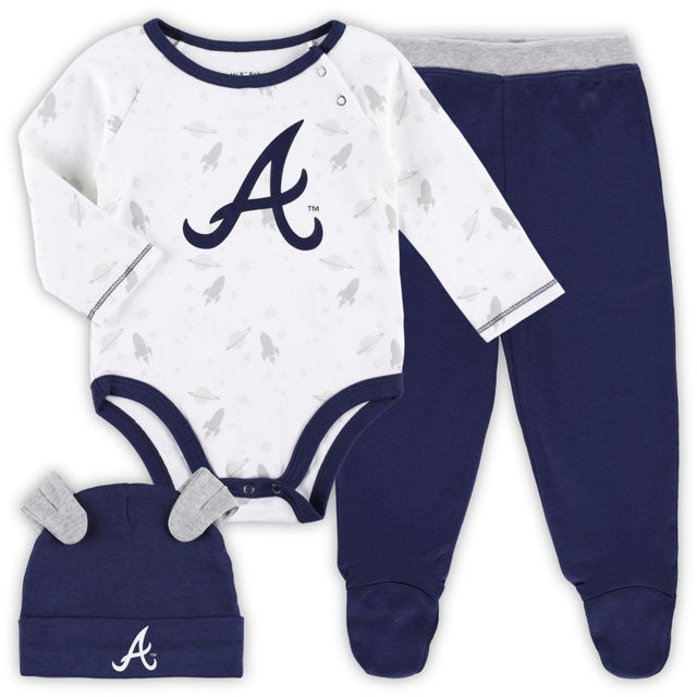 Ensemble body, chapeau et pantalon à pieds des Atlanta Braves Dream Team pour nouveau-né nourrisson, bleu marine/blanc