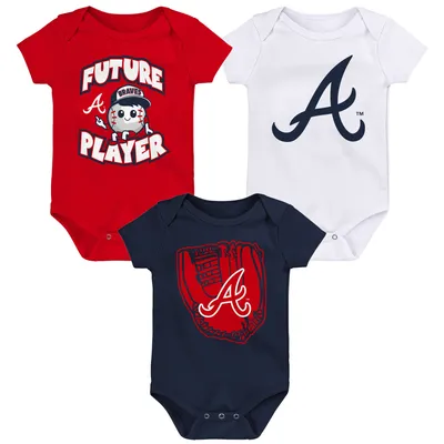 Atlanta Braves Newborn & Infant Minor League Player Three-Pack Bodysuit Set - Red/Navy/White