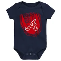 Ensemble de trois bodys pour nouveau-nés et nourrissons Atlanta Braves Minor League Player rouge/bleu marine/blanc