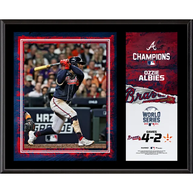 Autographed Atlanta Braves Ozzie Albies Topps White Majestic