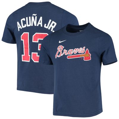 Preschool Nike Ronald Acuna Jr. Navy Atlanta Braves Player Name & Number - T-Shirt