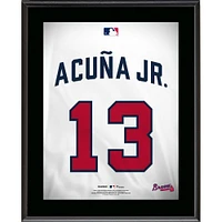 Plaque de joueur sublimée avec numéro de maillot des Braves d'Atlanta Ronald Acuña Jr. 10,5" x 13"
