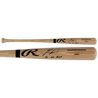 Ronald Acuña Jr., batteur professionnel dédicacé par les Braves d'Atlanta, blonde et Rawlings, avec l'inscription « 18 NL ROY »