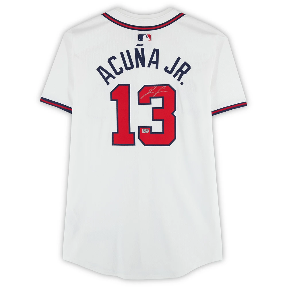 Maillot Nike Elite blanc autographié des Braves d'Atlanta Ronald Acuña Jr.