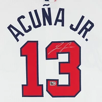 Maillot Nike Elite blanc autographié des Braves d'Atlanta Ronald Acuña Jr.