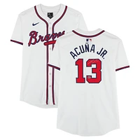 Maillot Nike Elite blanc autographié des Braves d'Atlanta Ronald Acuña Jr.