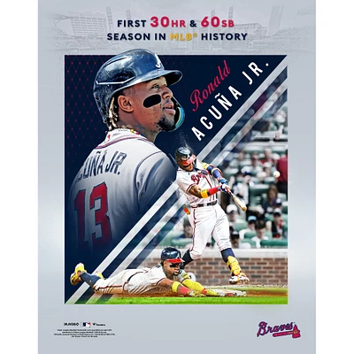 Photographie non signée de Ronald Acuña Jr. des Braves d'Atlanta avec 30 circuits et 60 buts volés