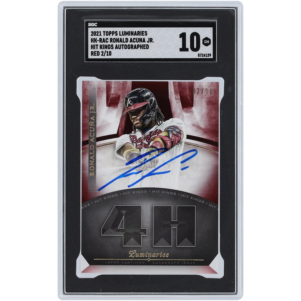 Ronald Acuna Jr. Atlanta Braves Autographié 2021 Topps Luminaries Hit Kings Rouge #HK-RAC #2/10 SGC Authentifié 10 Carte