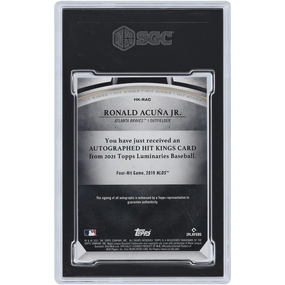 Ronald Acuna Jr. Atlanta Braves Autographié 2021 Topps Luminaries Hit Kings Rouge #HK-RAC #2/10 SGC Authentifié 10 Carte