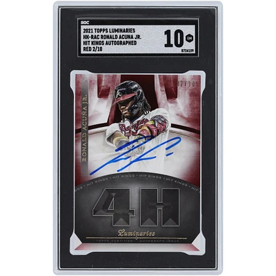 Ronald Acuna Jr. Atlanta Braves Autographié 2021 Topps Luminaries Hit Kings Rouge #HK-RAC #2/10 SGC Authentifié 10 Carte